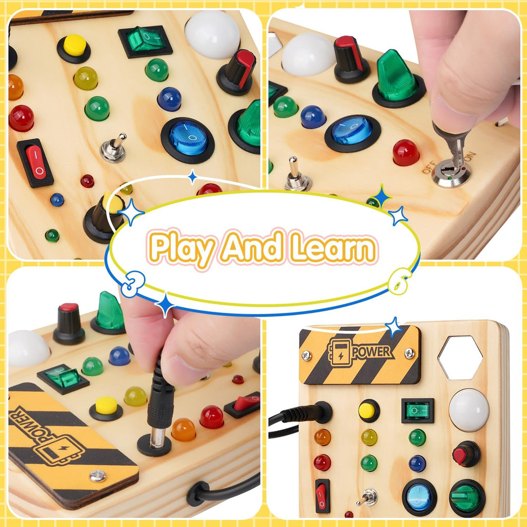 Montessori Toddler Pinboard with 27 LED Lights - Educational Toy for Ages 1-6
