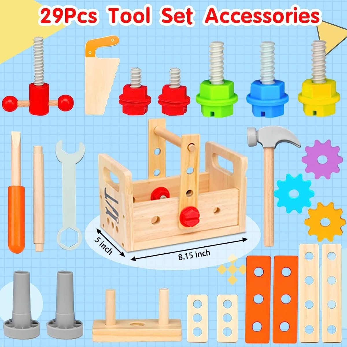 Children's Wooden Toolbox – Creative Play for Developing Motor Skills from 6 Months
