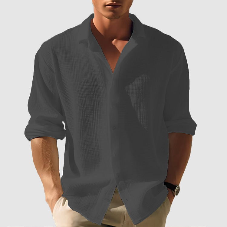 Men's Waffle Knit Long Sleeve Shirt | Casual