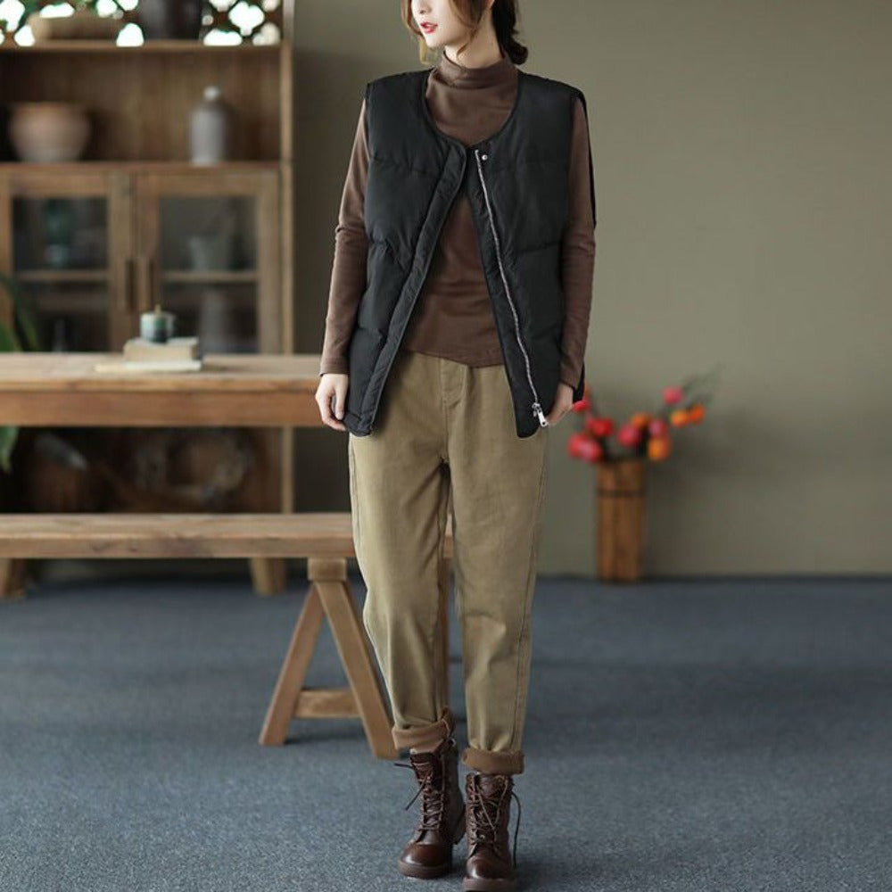 High Waist Tapered Pants with Pockets for Women - Vanna