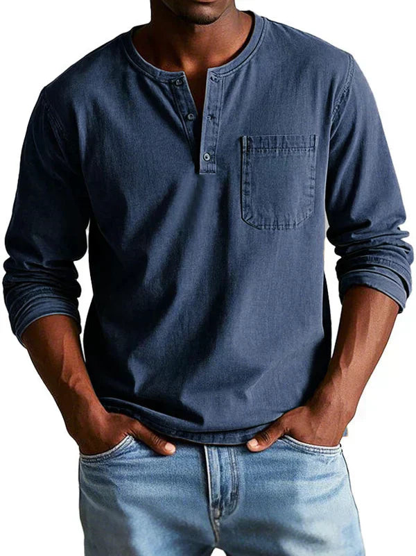 Men's Long Sleeve Henley T-Shirt | Casual