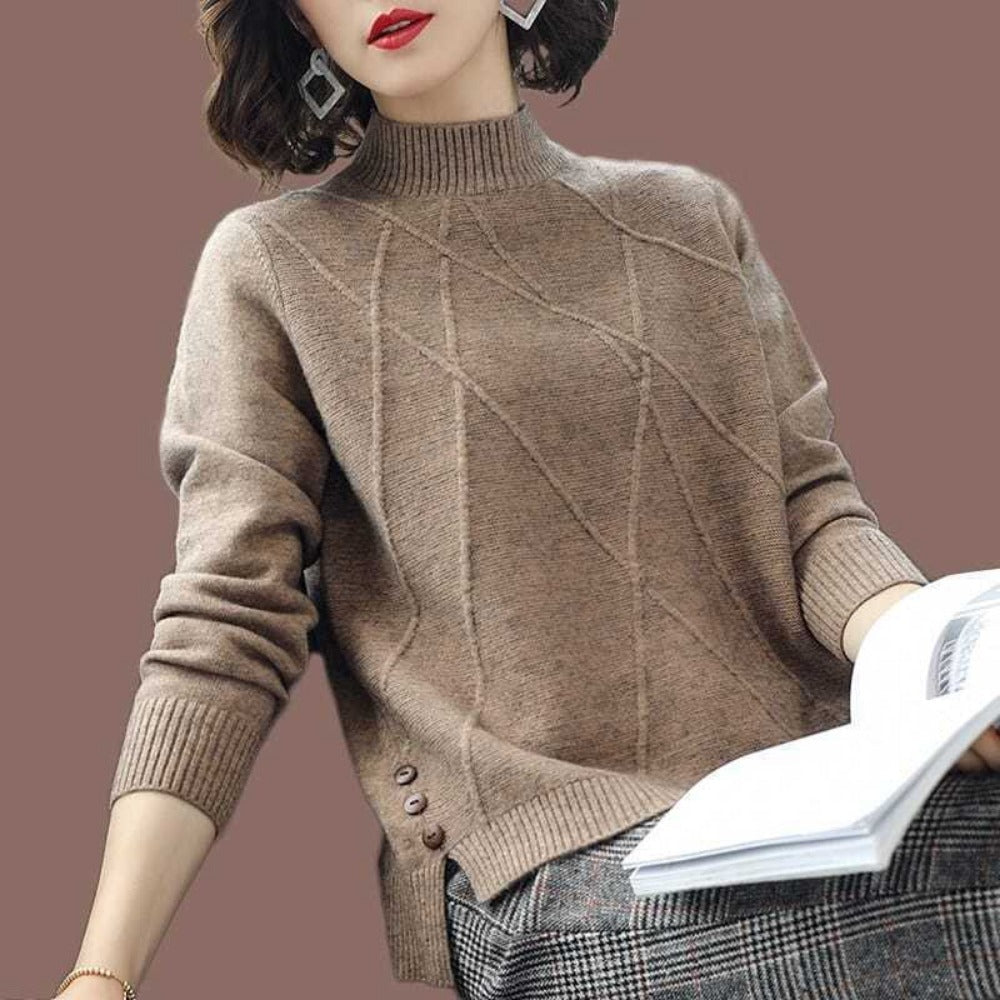 Knit Sweater with Side Buttons for Women - Romana