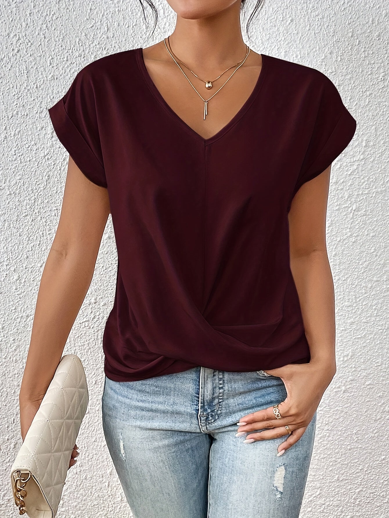 Women's Casual V-Neck T-Shirt | Short Sleeve