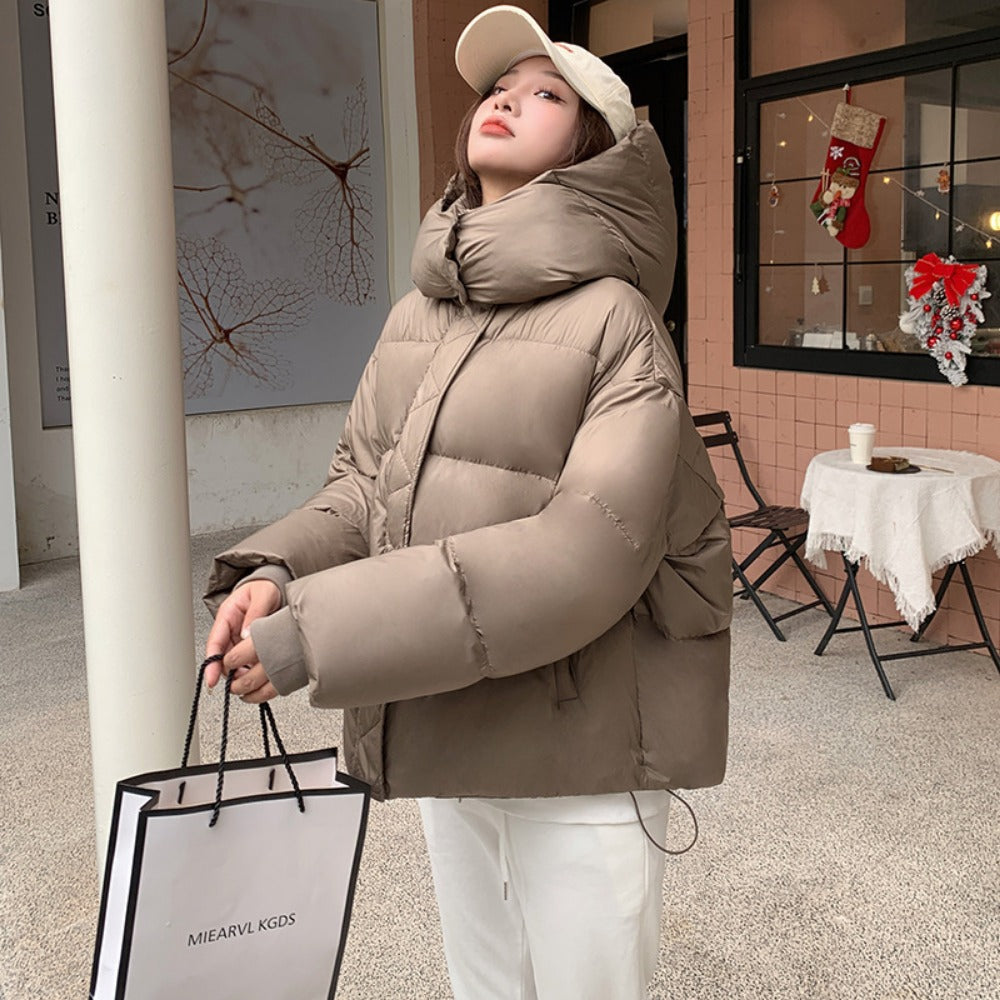 Hooded Puffer Jacket with Zipper for Women - Rina