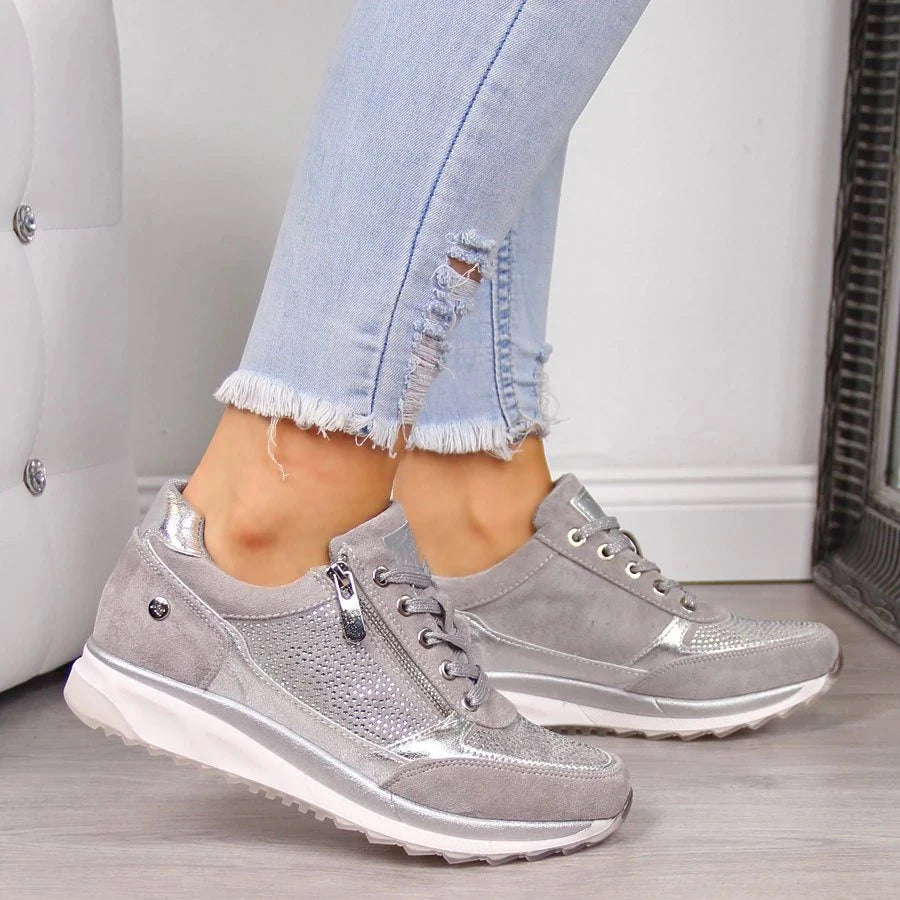 Women's Fashion Platform Sneakers | Lace-up and Zipper