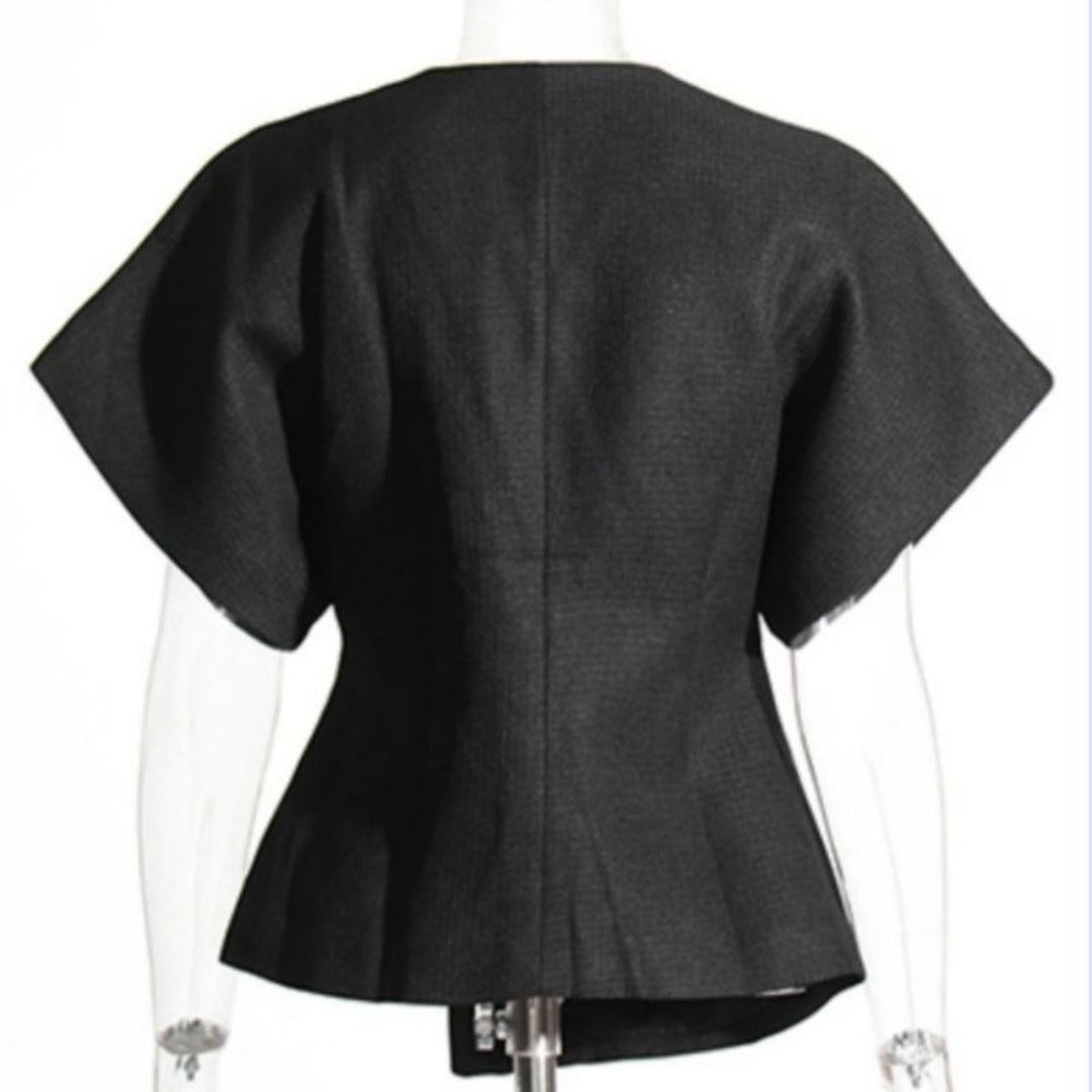 V Neck Wrap Short Sleeve Blouse for Women - Ottavia