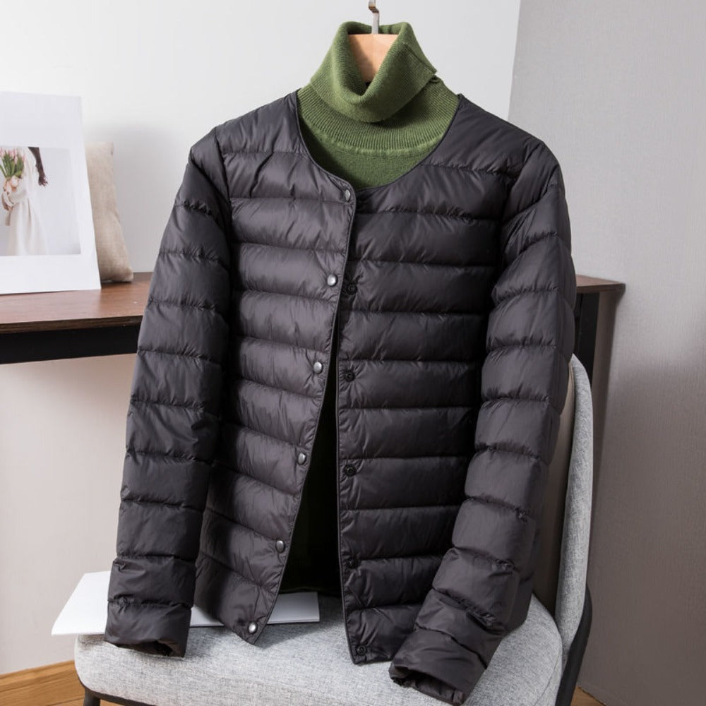 Lightweight Down Jacket with Snap Buttons for Women - Sebastiana