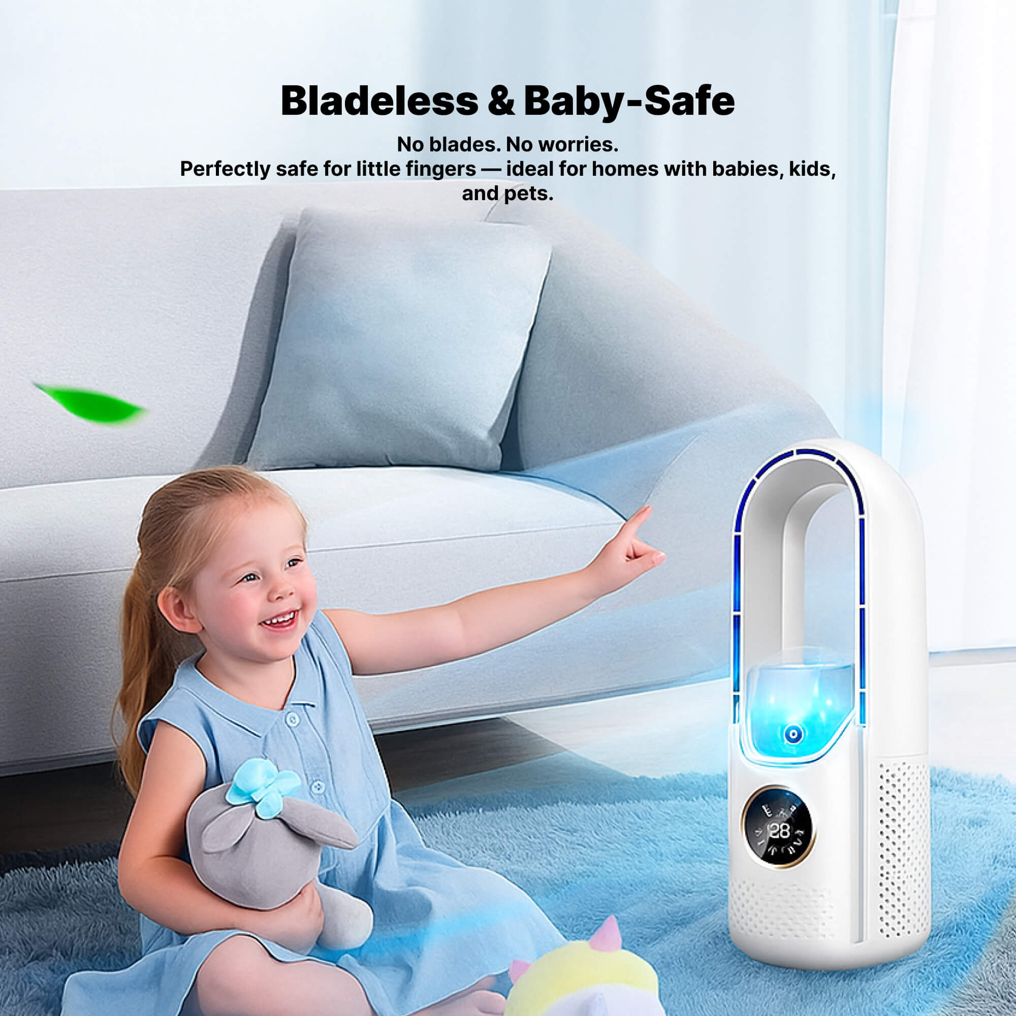 Silent Bladeless Portable Air Conditioner: Ergonomic Design for Home and Office Use