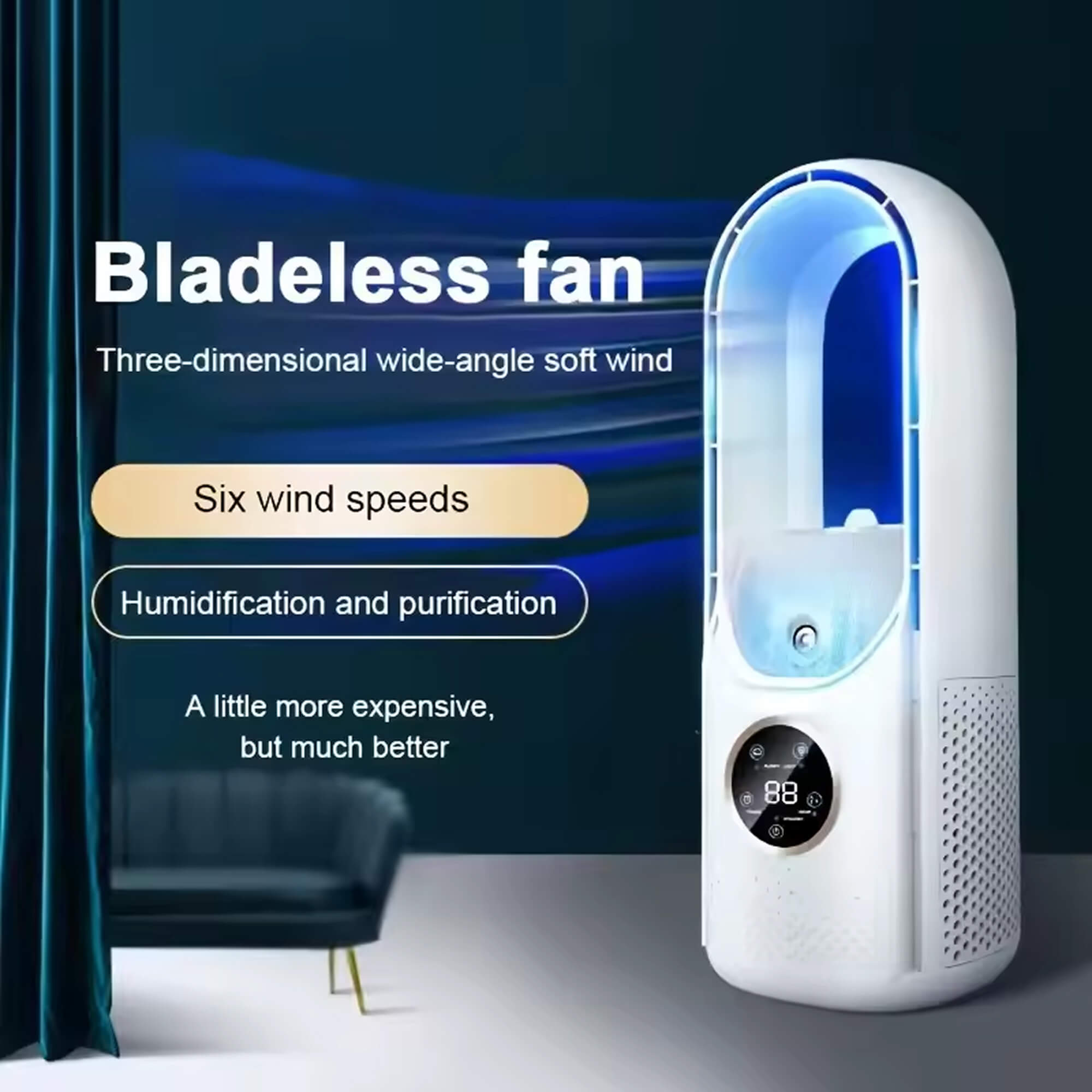 Silent Bladeless Portable Air Conditioner: Ergonomic Design for Home and Office Use