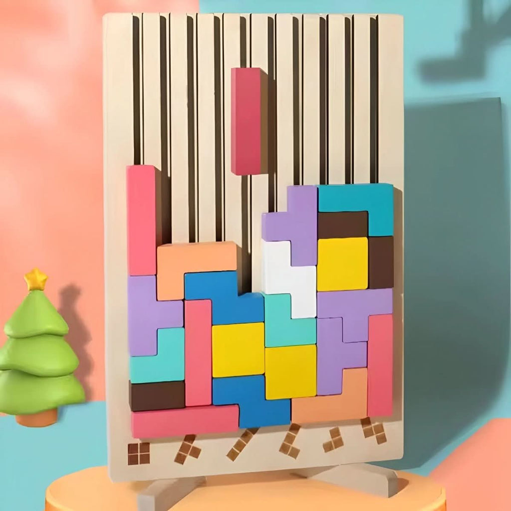 Montessori Wooden Tetris for Creative Stacking and Logic Training