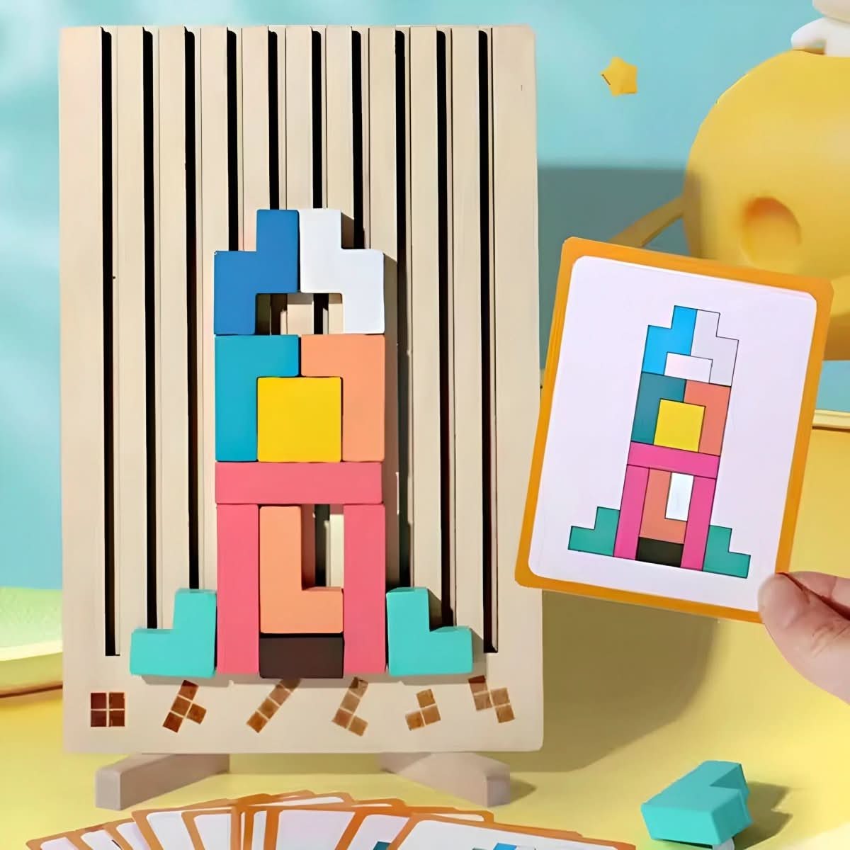 Montessori Wooden Tetris for Creative Stacking and Logic Training