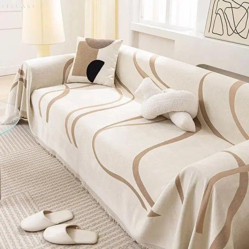 Reversible Chenille and Cotton Sofa Cover – Soft and Luxurious