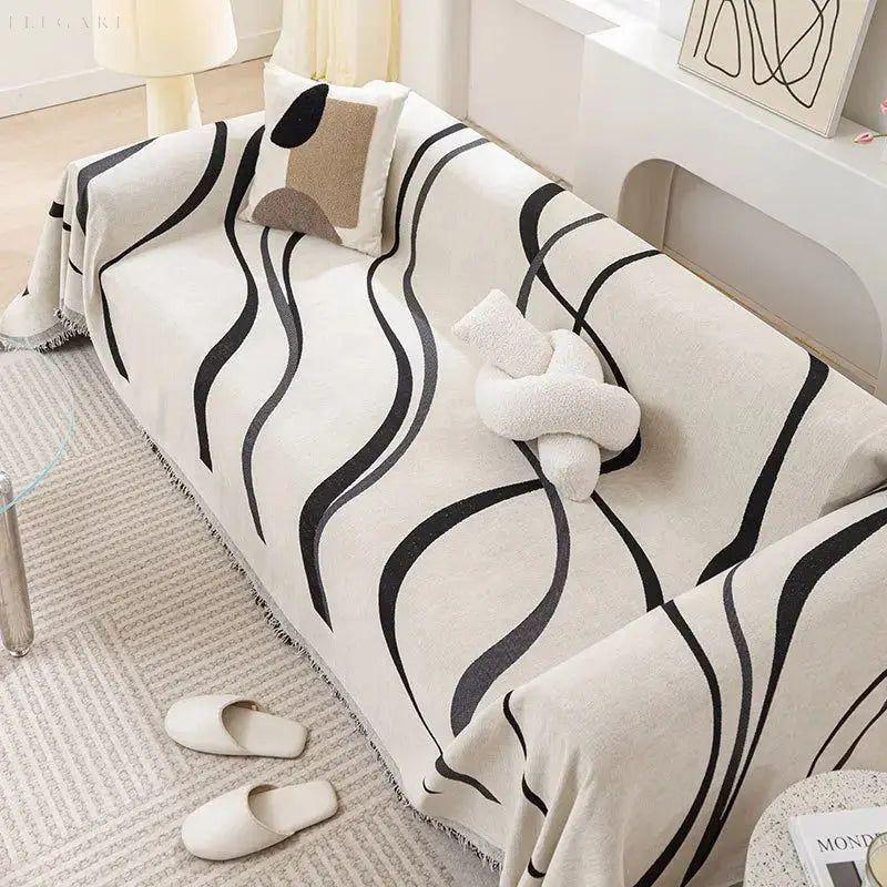 Reversible Chenille and Cotton Sofa Cover – Soft and Luxurious