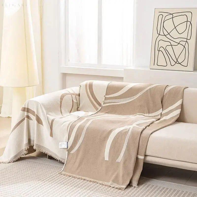 Reversible Chenille and Cotton Sofa Cover – Soft and Luxurious