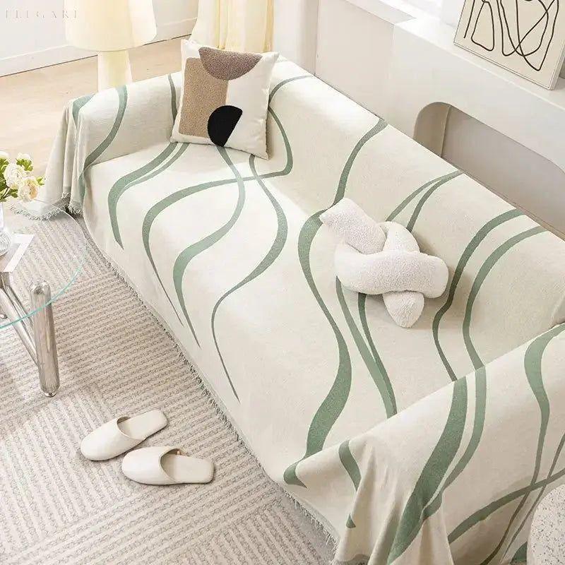 Reversible Chenille and Cotton Sofa Cover – Soft and Luxurious