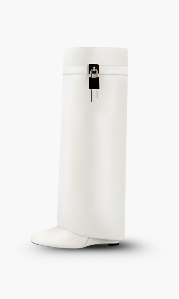 Women's Wedge Knee High Boots | Lock Detail