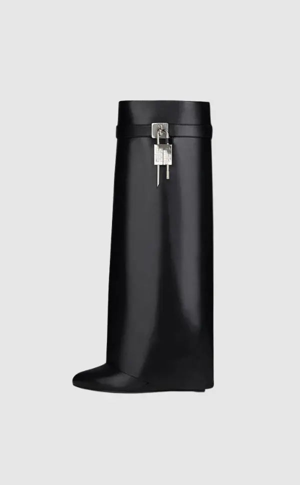 Women's Wedge Knee High Boots | Lock Detail
