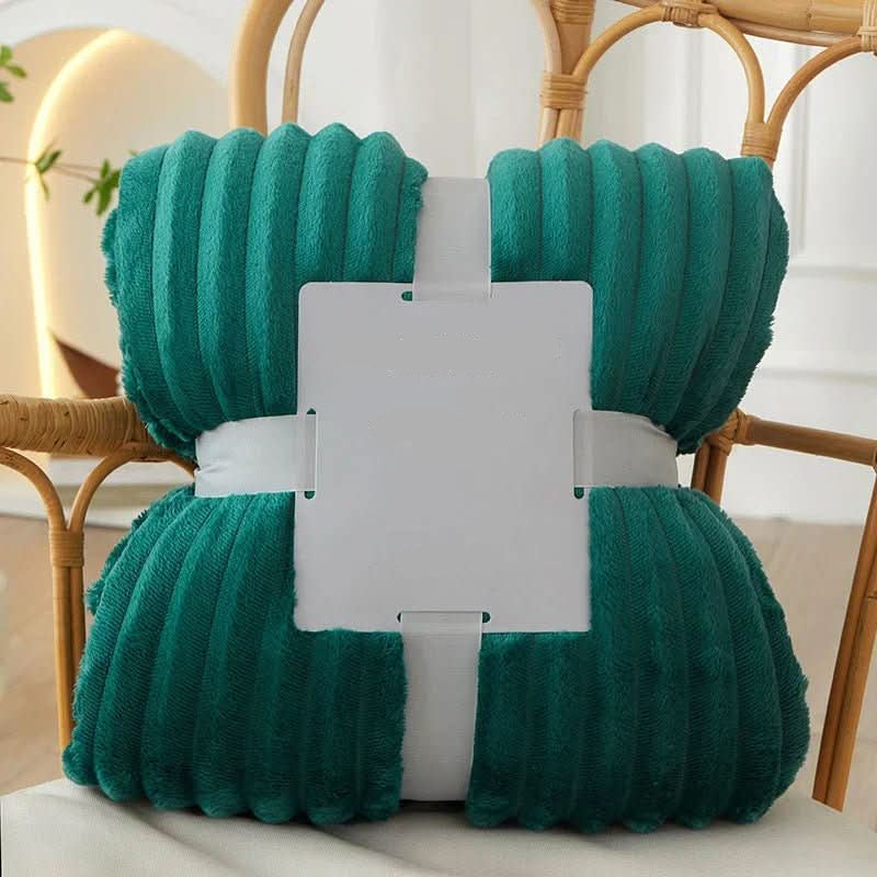 Wide Flannel Fleece Blanket with Stripe Pattern