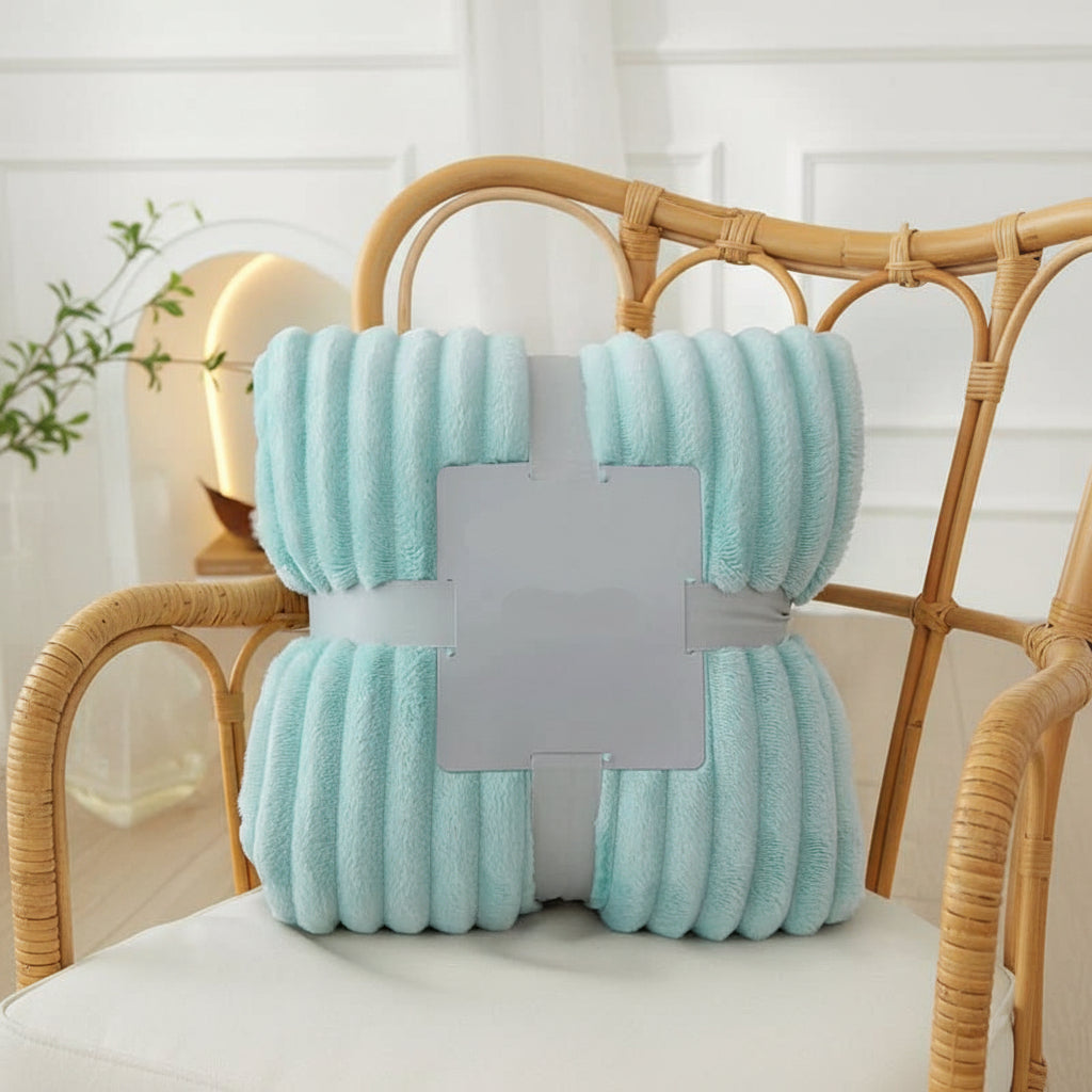 Wide Flannel Fleece Blanket with Stripe Pattern