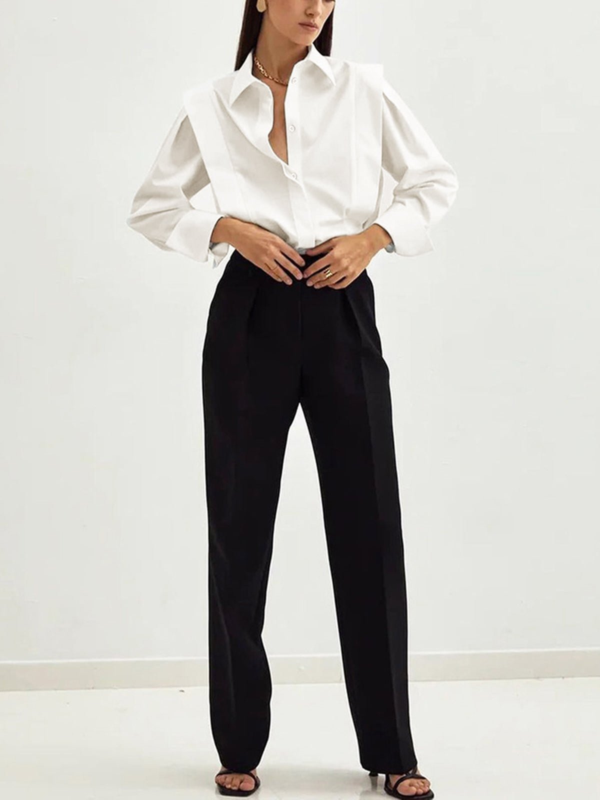 Women's Long Sleeve Blouse | Square Shoulders