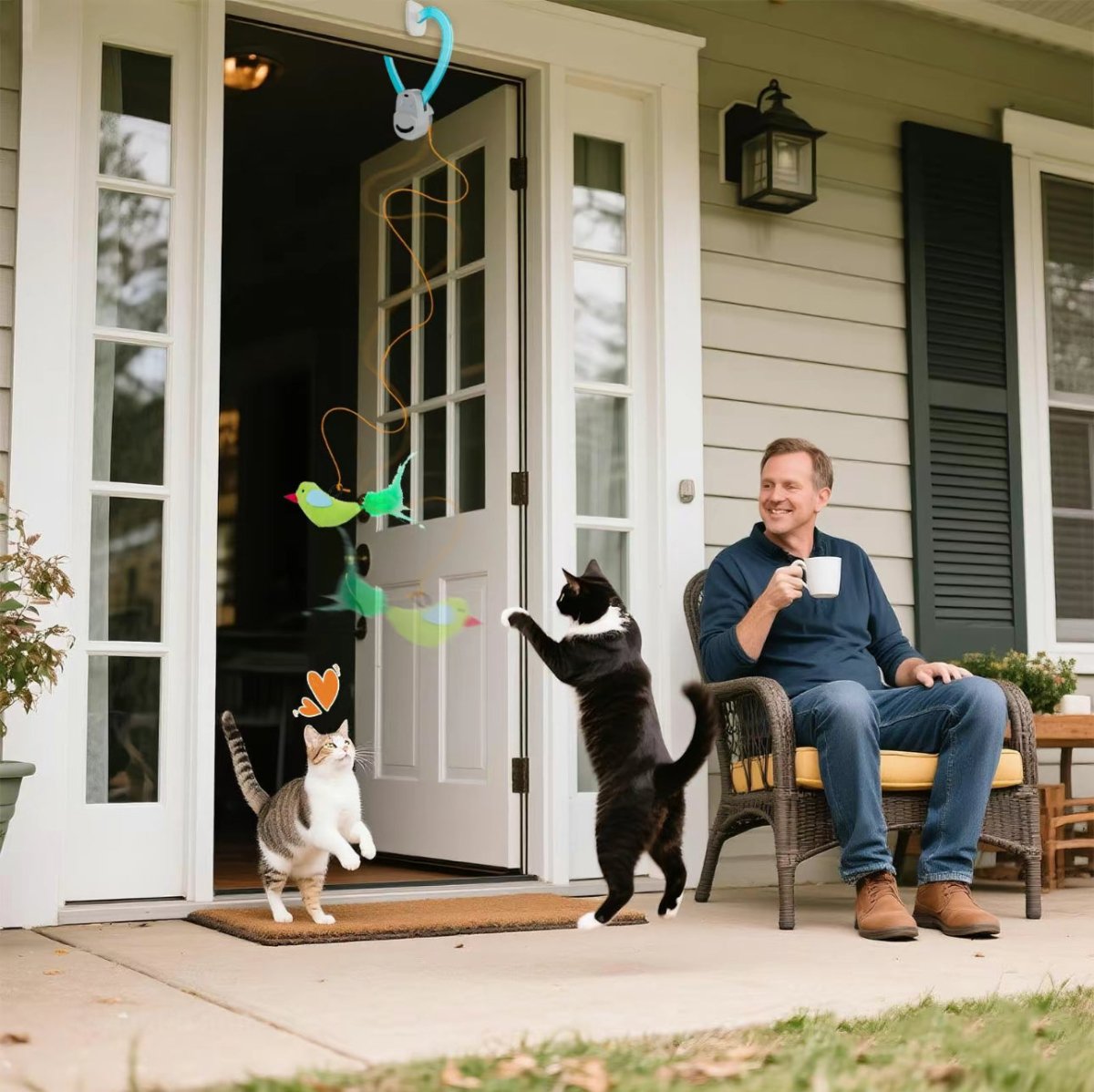 Motion-Activated Bird Toy for Indoor Cats