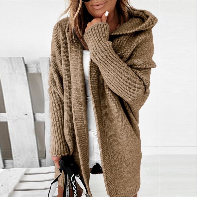 Women's Hooded Knit Cardigan | Midi