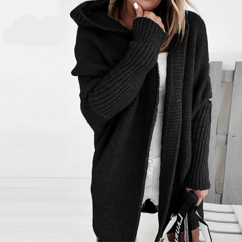 Women's Hooded Knit Cardigan | Midi