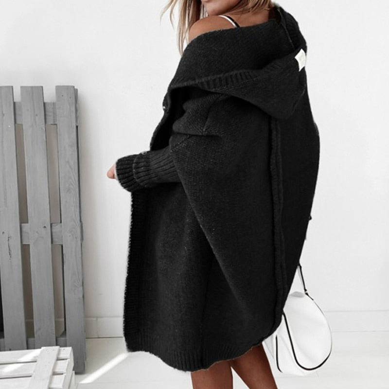 Women's Hooded Knit Cardigan | Midi