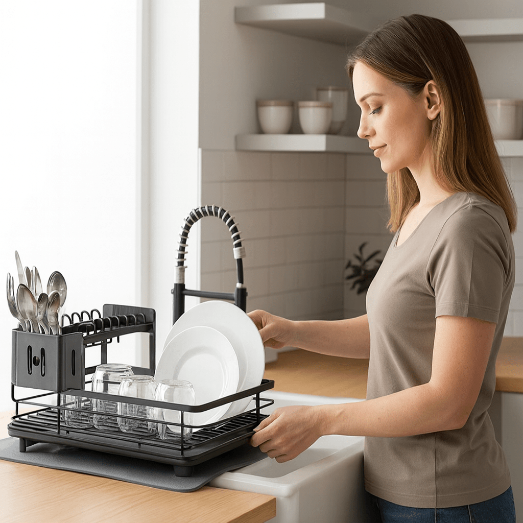 Foldable Stainless Steel Dish Rack - Space-Saving Design for Modern Kitchens