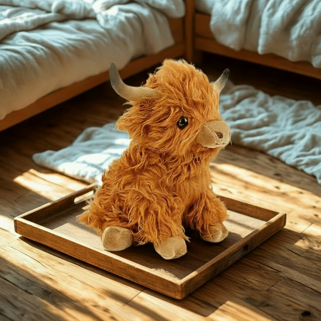 Soft Plush Highland Cow – Adorable Cuddle Toy for Friends