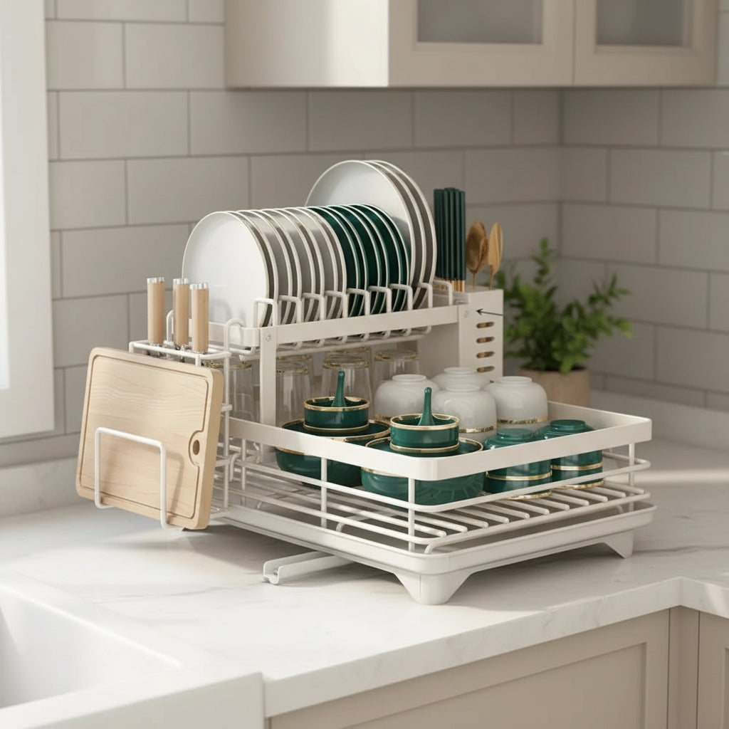 Foldable Stainless Steel Dish Rack - Space-Saving Design for Modern Kitchens