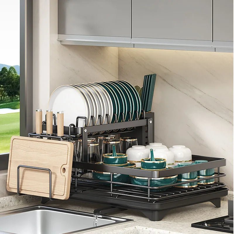 Foldable Stainless Steel Dish Rack - Space-Saving Design for Modern Kitchens