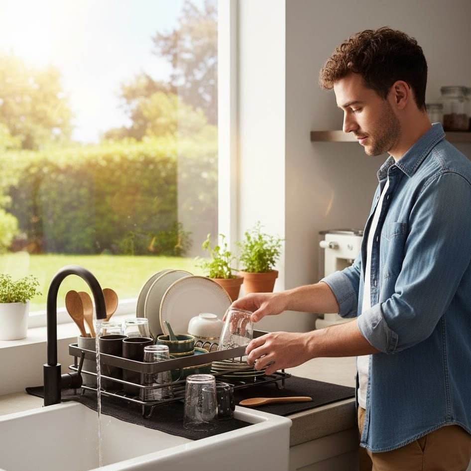 Foldable Stainless Steel Dish Rack - Space-Saving Design for Modern Kitchens