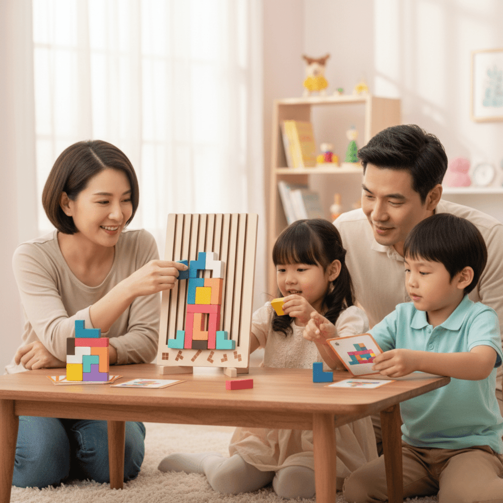 Montessori Wooden Tetris for Creative Stacking and Logic Training
