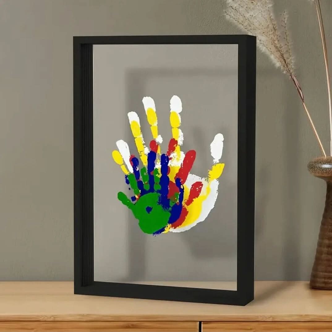 Wooden Baby Memory Frame with Clay for Hand and Footprints