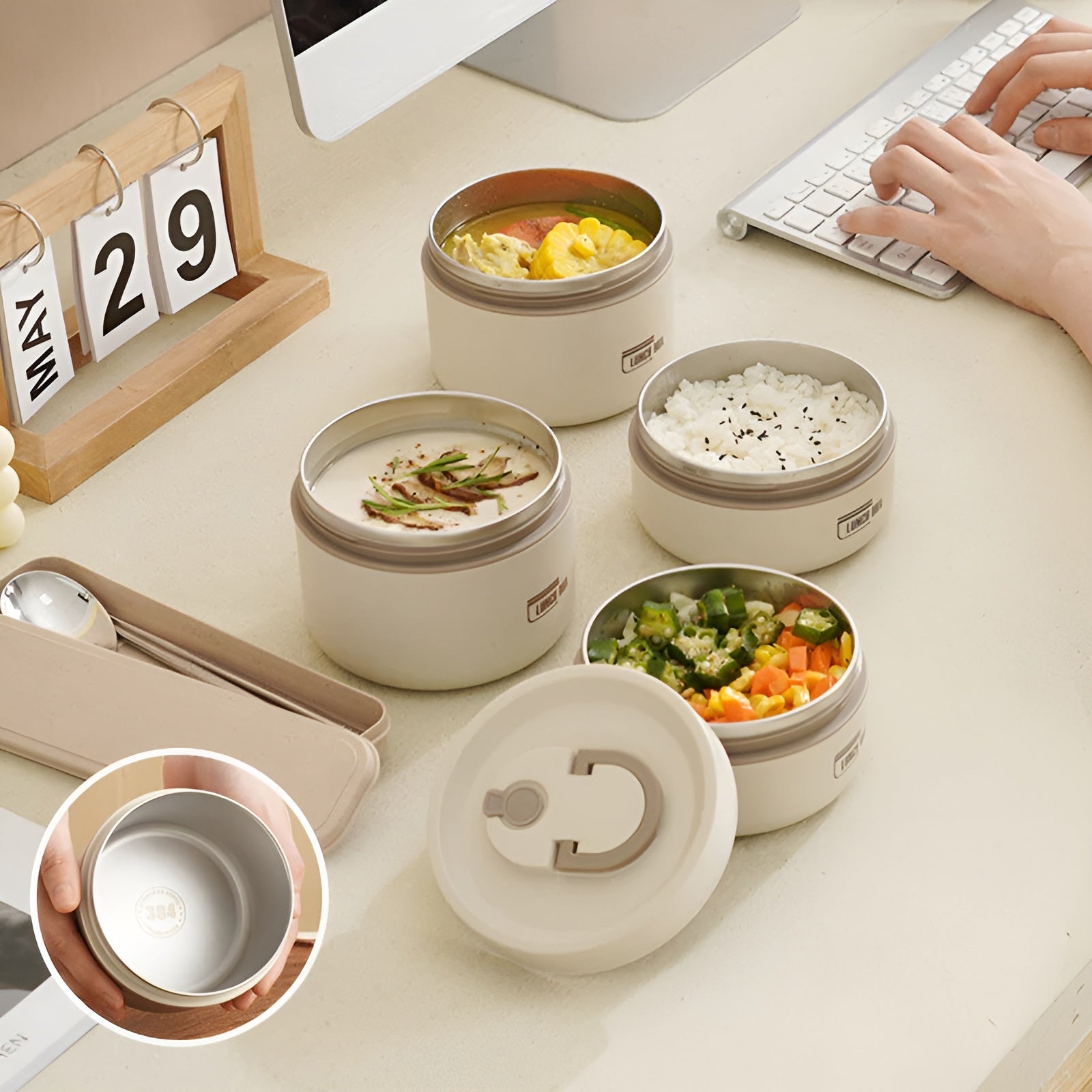 Insulated Lunch Box with Multi-Layer Compartments & Leak-Proof Design | Comes with Carry Bag