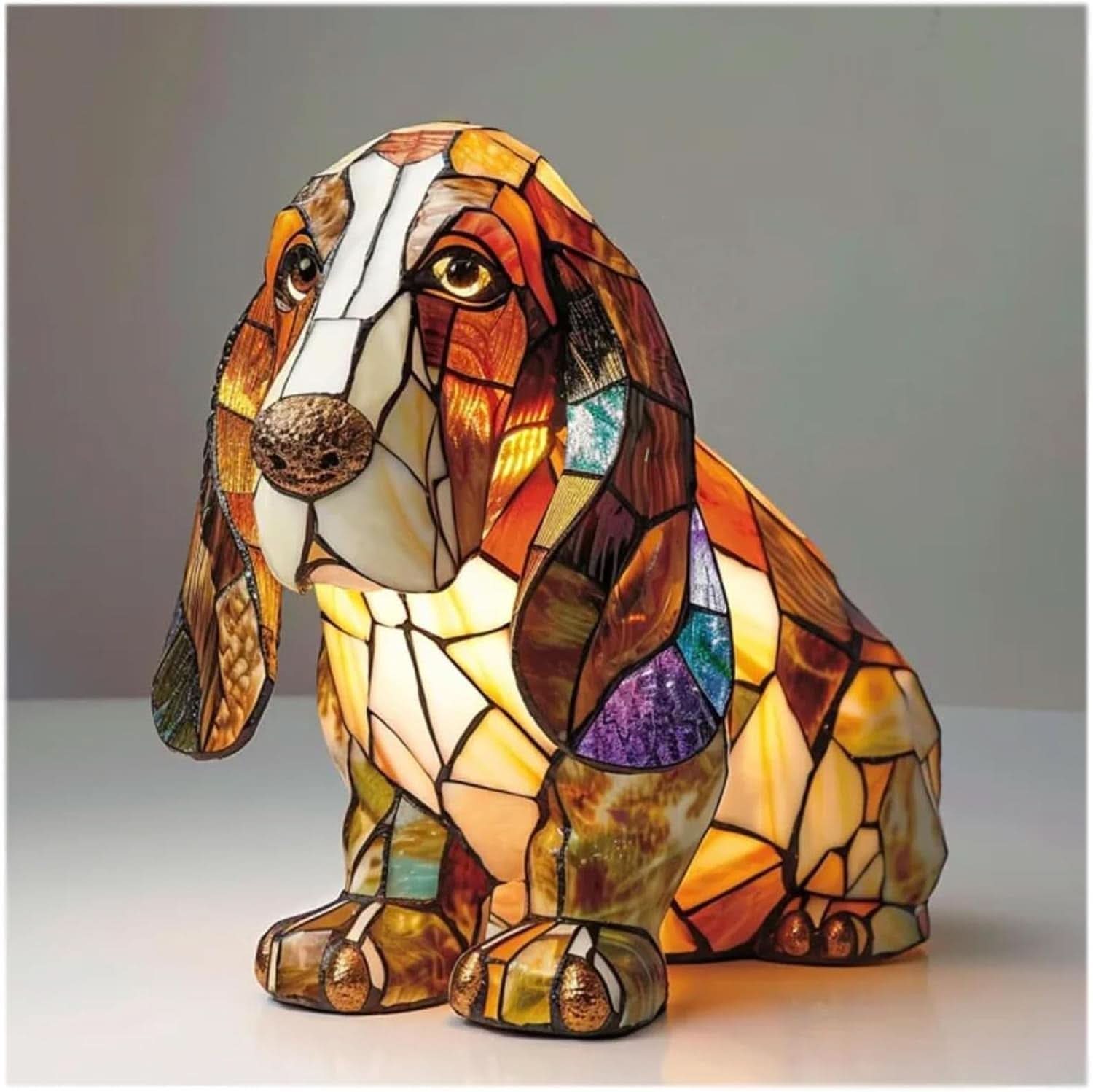 Artistic LED Night Light – Shimmering Dog Breed Statue