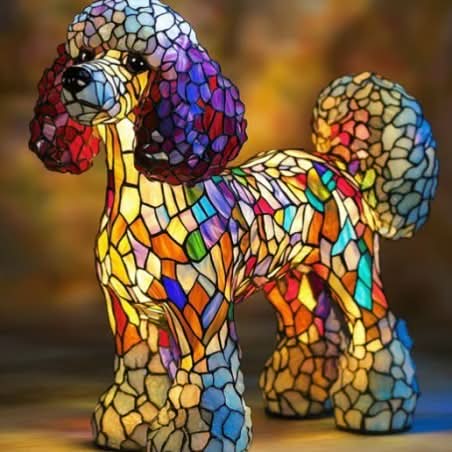 Artistic LED Night Light – Shimmering Dog Breed Statue