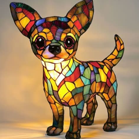 Artistic LED Night Light – Shimmering Dog Breed Statue