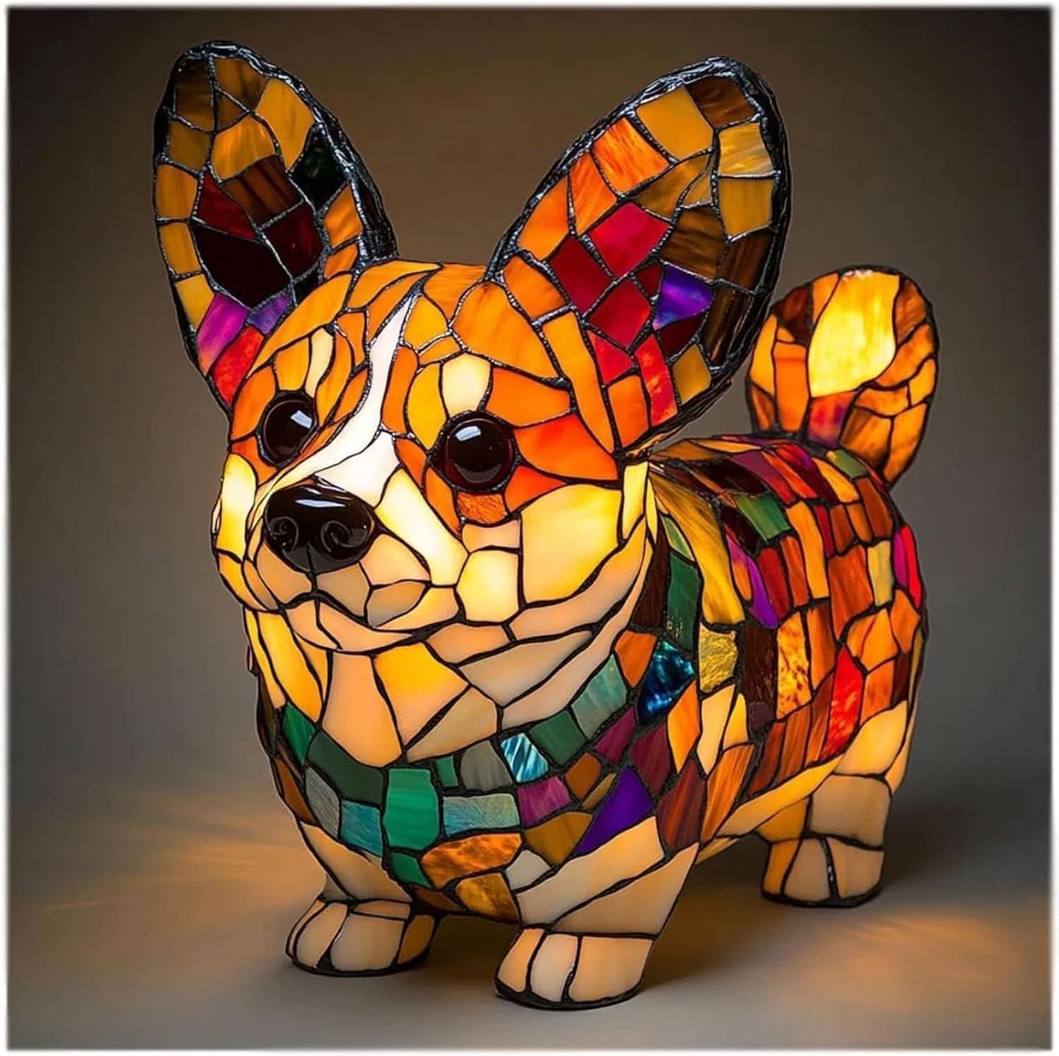 Artistic LED Night Light – Shimmering Dog Breed Statue