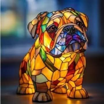 Artistic LED Night Light – Shimmering Dog Breed Statue