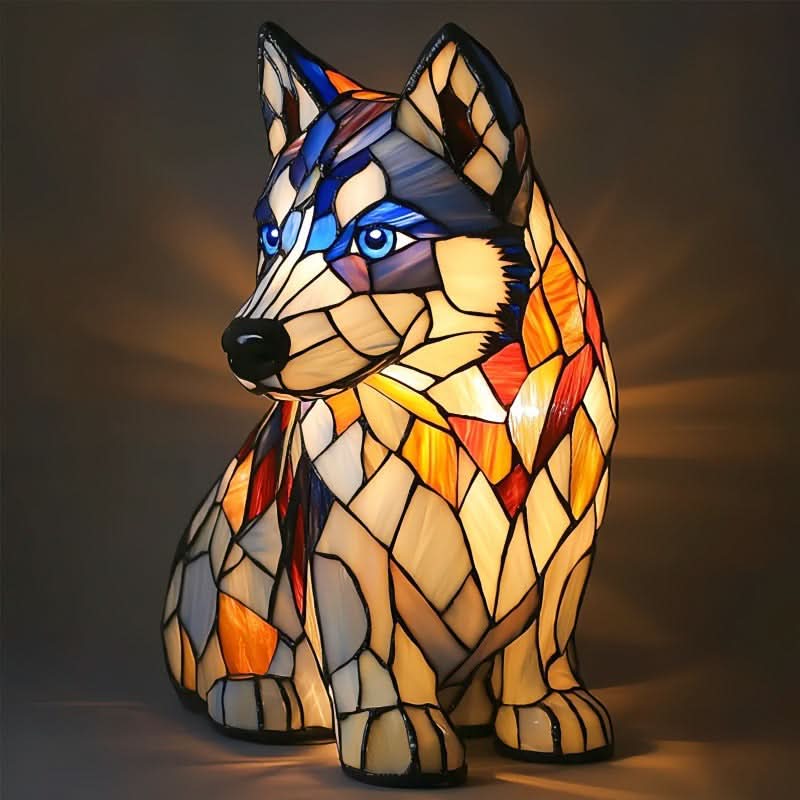 Artistic LED Night Light – Shimmering Dog Breed Statue
