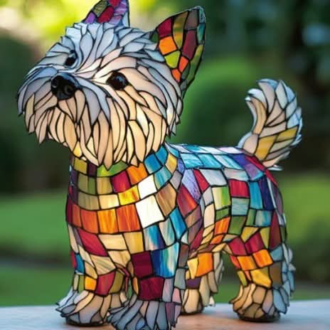 Artistic LED Night Light – Shimmering Dog Breed Statue
