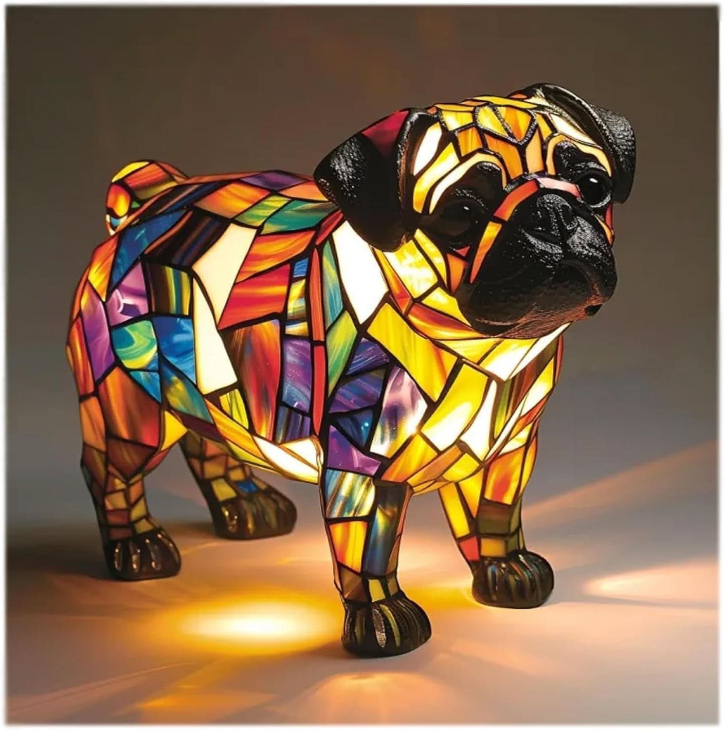 Artistic LED Night Light – Shimmering Dog Breed Statue
