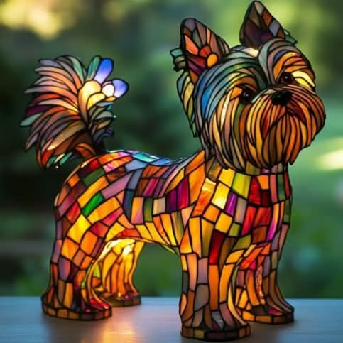 Artistic LED Night Light – Shimmering Dog Breed Statue