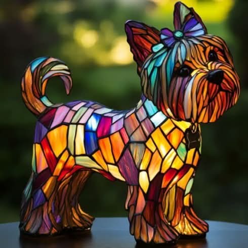 Artistic LED Night Light – Shimmering Dog Breed Statue
