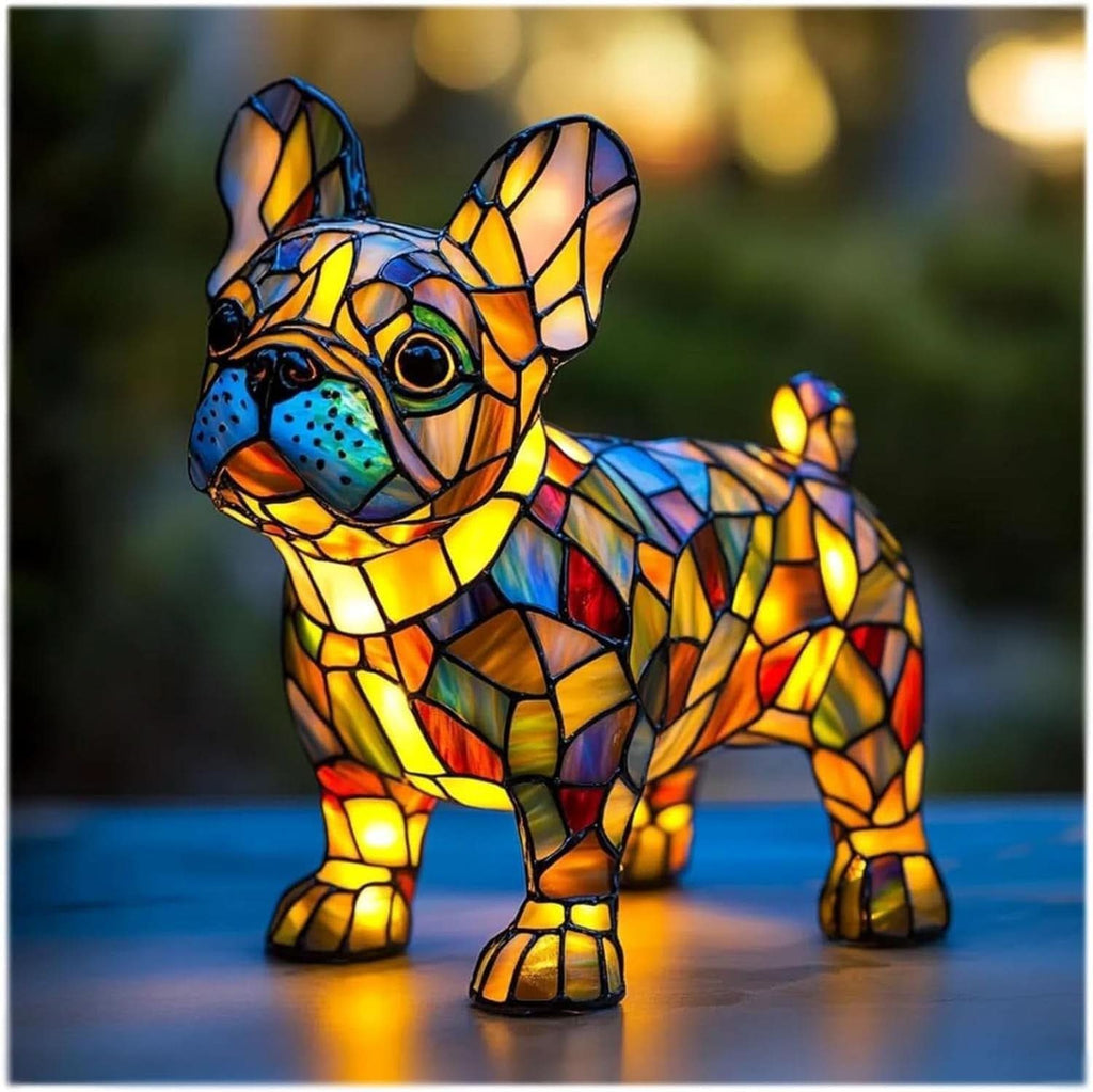 Artistic LED Night Light – Shimmering Dog Breed Statue