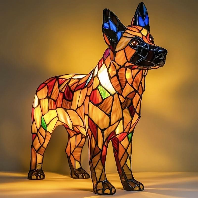 Artistic LED Night Light – Shimmering Dog Breed Statue