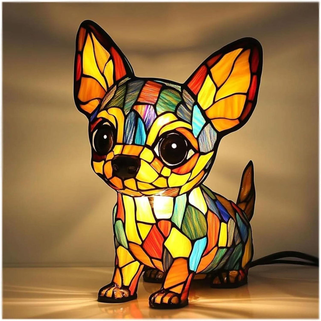 Artistic LED Night Light – Shimmering Dog Breed Statue