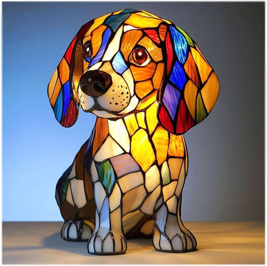 Artistic LED Night Light – Shimmering Dog Breed Statue